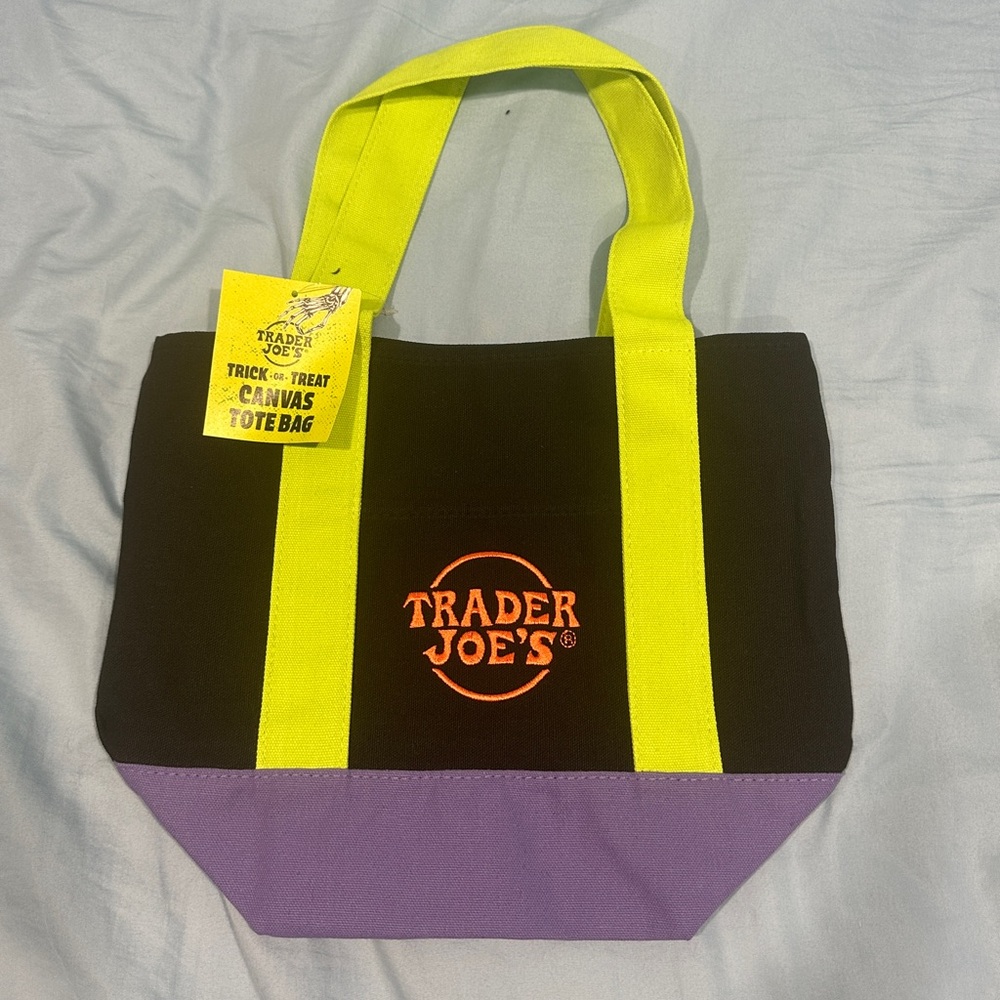 Limited Trader Joe's Mini Halloween Canvas Tote Bag NWT Shipped Same Day 🎃🎃🎃